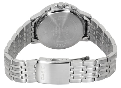 Casio Quartz movement Blue Stainless steel Male BMS-300D-2AV. A brand-new Casio watch featuring a Blue dial and a Stainless steel strap. Angled view. - view 3