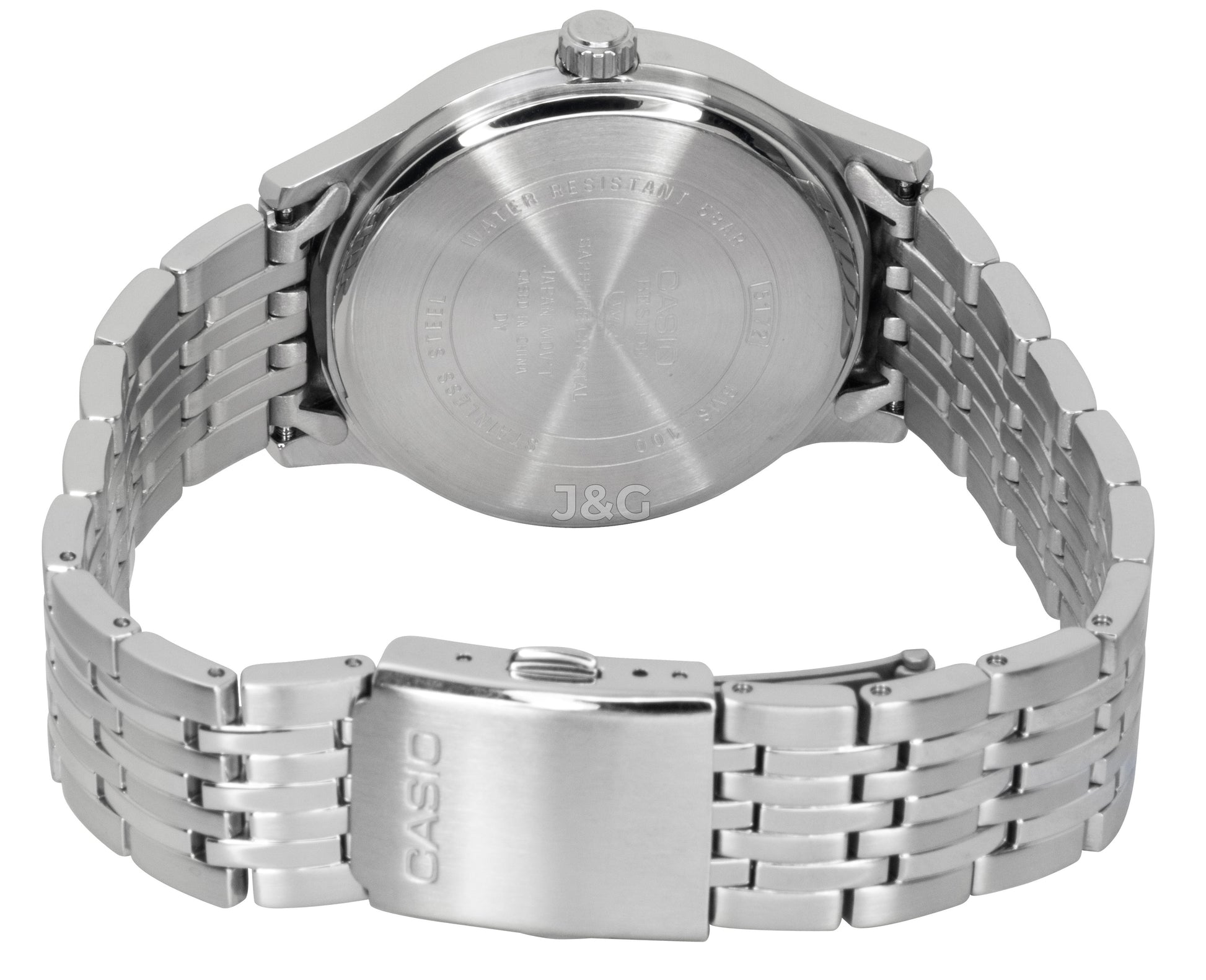 Casio Quartz movement Grey Stainless steel Male BMS-100D-8AV. A brand-new Casio watch featuring a Grey dial and a Stainless steel strap. Side view. - view 3