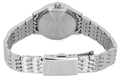 Casio Quartz movement Mother Of Pearl Stainless steel Female BLS-100DS-2AV. A brand-new Casio watch featuring a Mother Of Pearl dial and a Stainless steel strap. Side view. - view 3