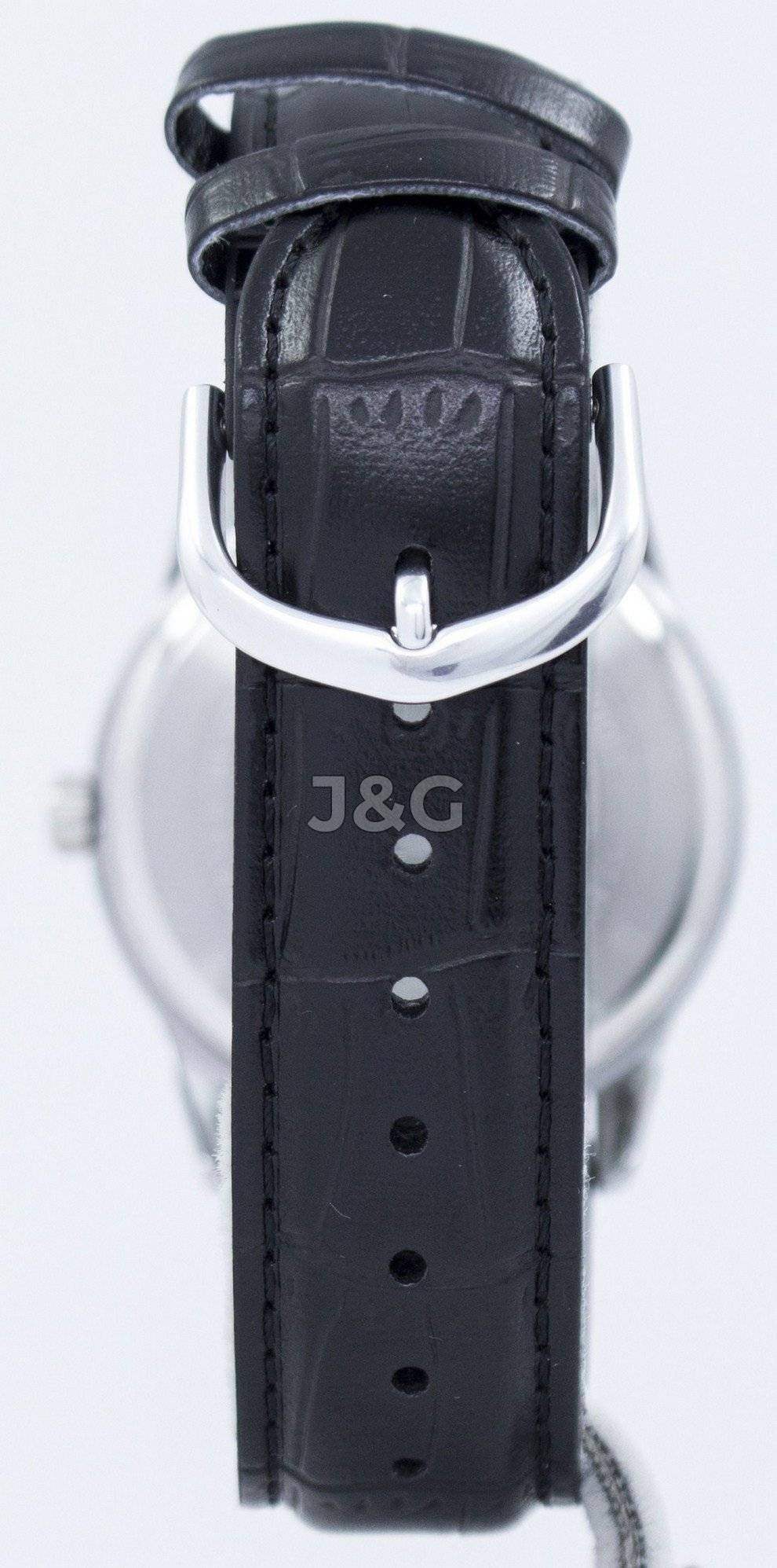 Casio Quartz movement White Leather Male MTP-V001L-1BUDF. A brand-new Casio watch featuring a White dial and a Leather strap. Front view. - view 3