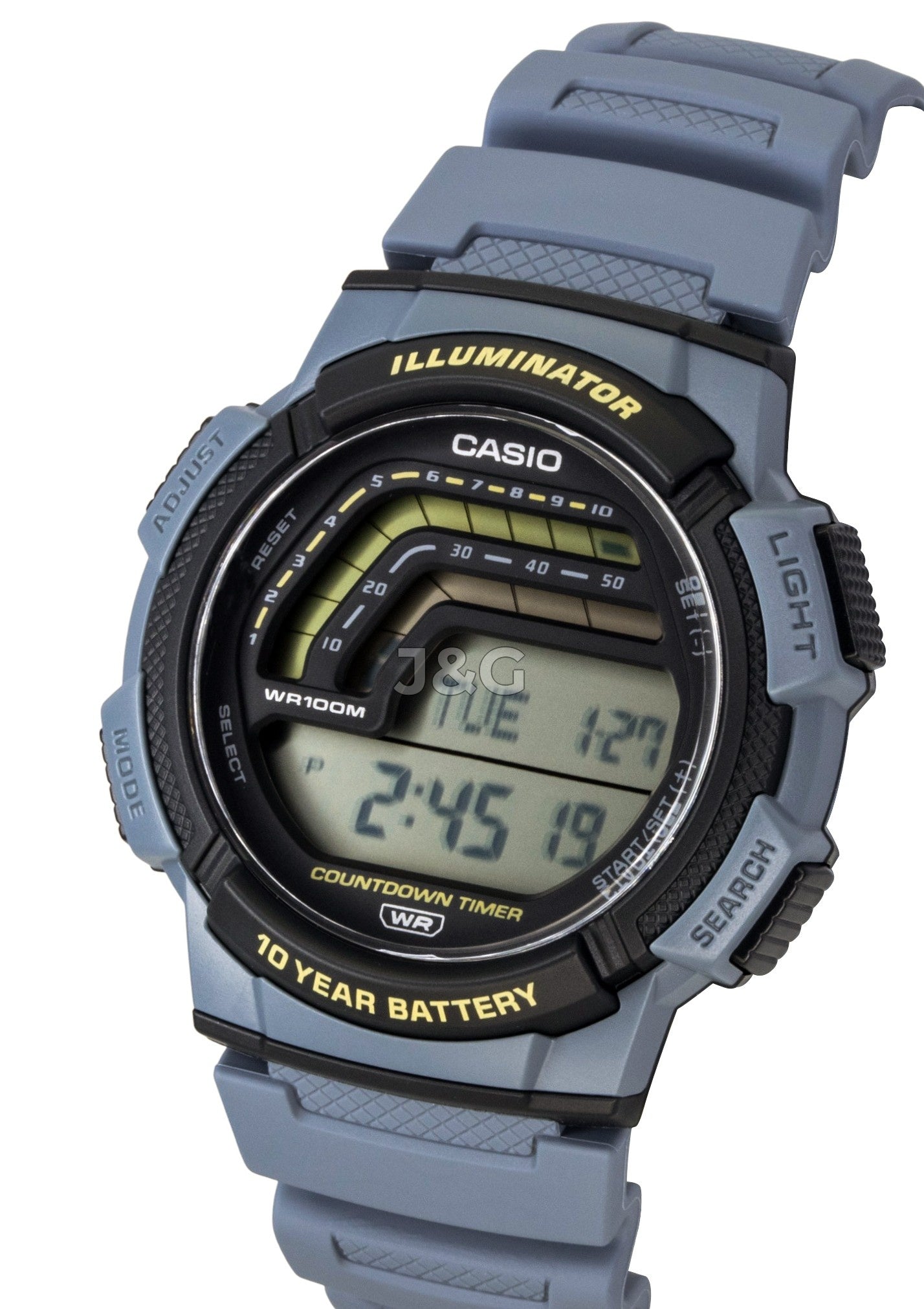 Casio Quartz movement White Male WS-1800-2AV. A brand-new Casio watch featuring a White dial. Front view. - view 3