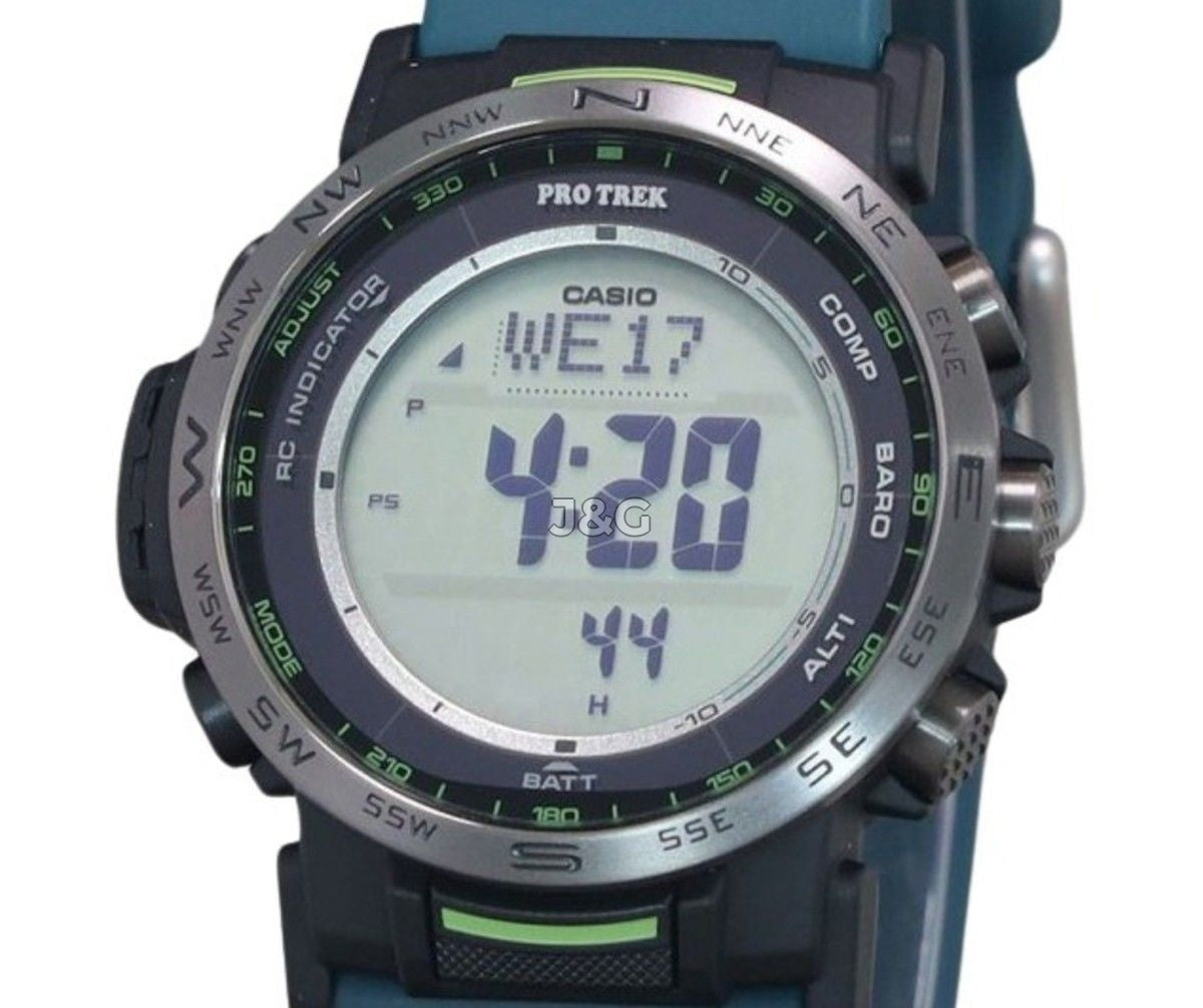 Casio Solar powered Black Male PRW-35Y-3. A brand-new Casio watch featuring a Black dial. Angled view. - view 2