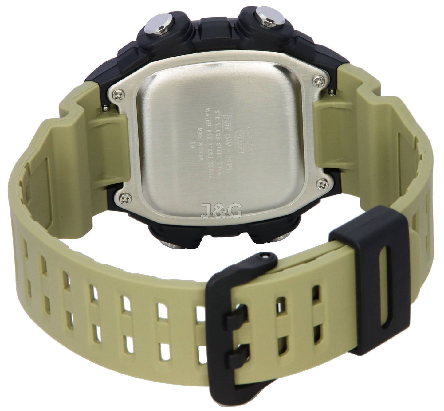 Casio Standard Alarm White Male DW-291HX-5A. A brand-new Casio Standard watch featuring a White dial. Angled view. - view 4