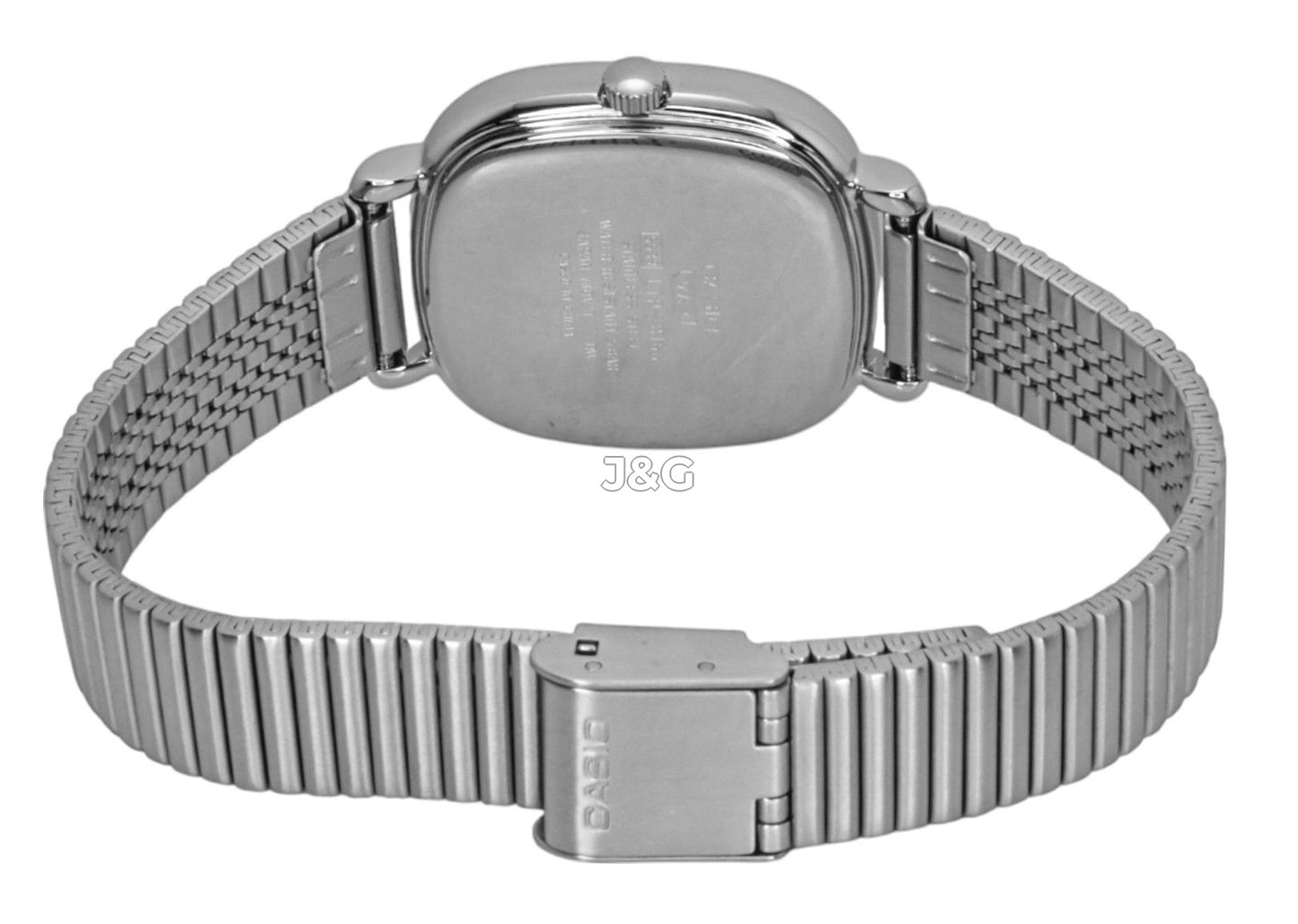 Casio Standard Date display Silver Stainless steel Female LTP-B166D-7AV. A brand-new Casio Standard watch featuring a Silver dial and a Stainless steel strap. Angled view. - view 3