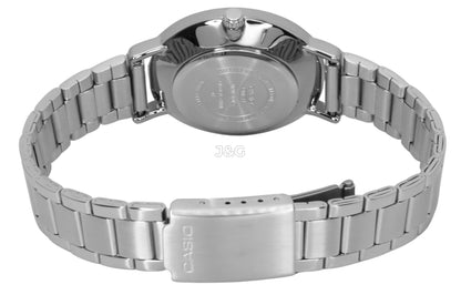 Casio Standard Deployment clasp Green Stainless steel Female LTP-VT03D-3B. A brand-new Casio Standard watch featuring a Green dial and a Stainless steel strap. Front view. - view 3