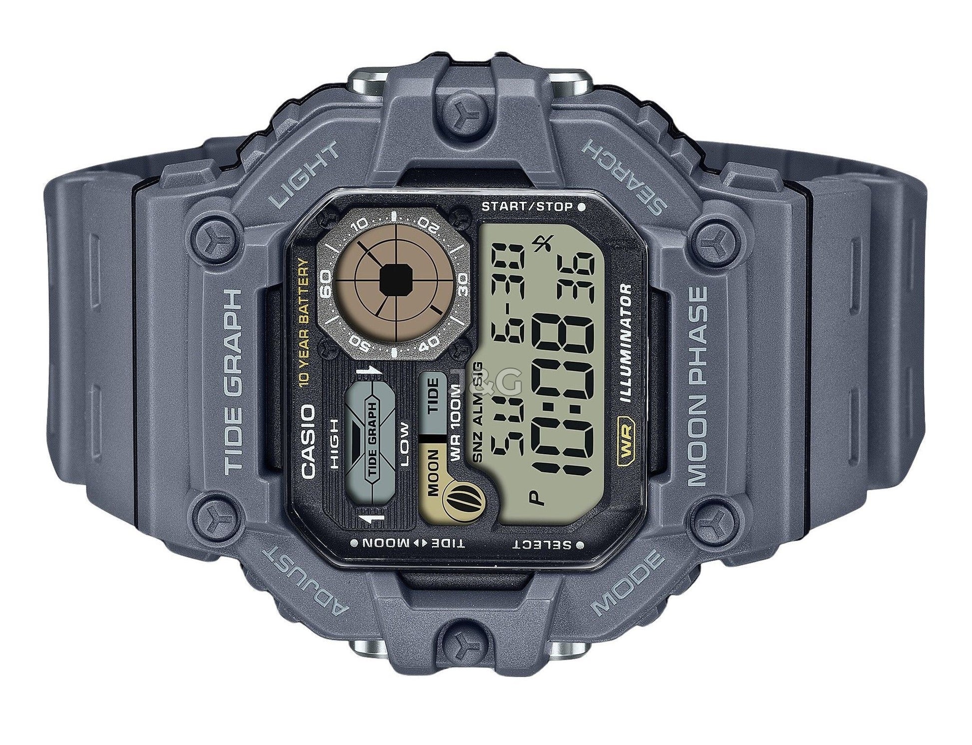 Casio Standard Moon phase display Black Male WS-1700H-8AV. A brand-new Casio Standard watch featuring a Black dial. Side view. - view 3