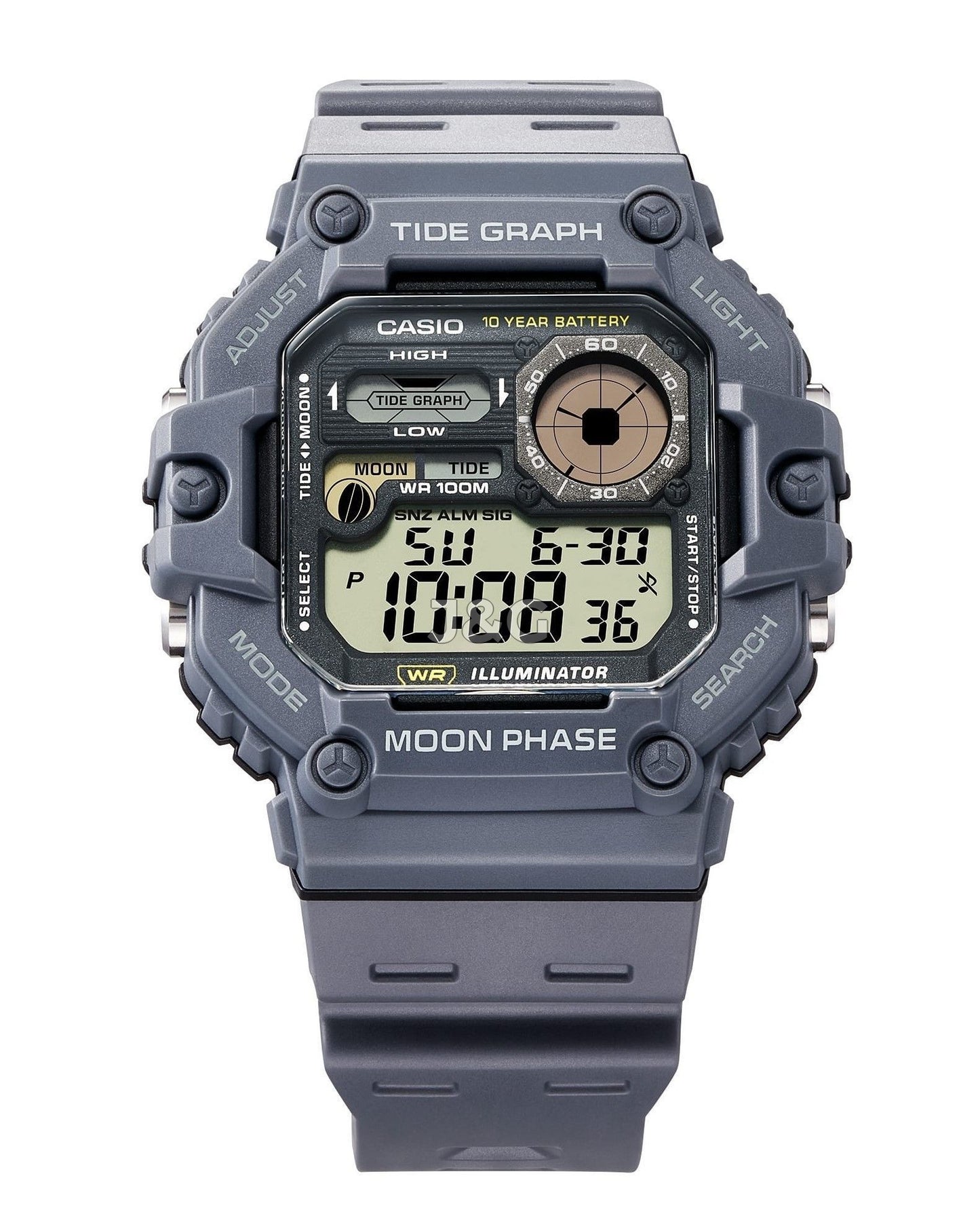 Casio Standard Moon phase display Black Male WS-1700H-8AV. A brand-new Casio Standard watch featuring a Black dial. Side view. - view 4