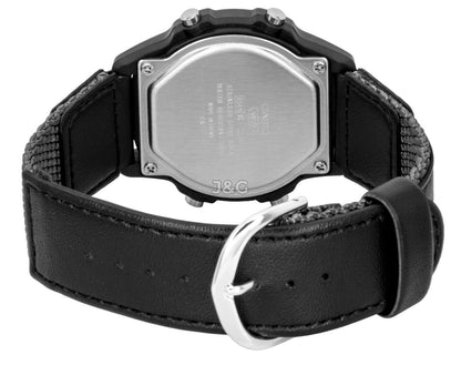 Casio Standard Quartz movement Black Leather Male W-220HF-8AV. A brand-new Casio Standard watch featuring a Black dial and a Leather strap. Angled view. - view 4