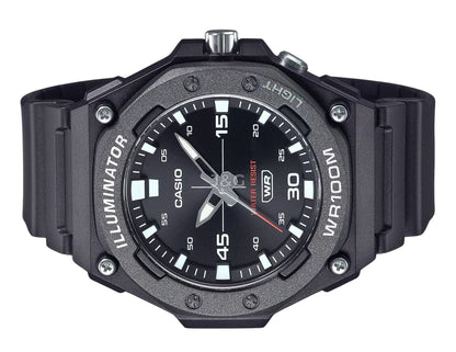 Casio Standard Quartz movement Black Male MW-620H-1AV. A brand-new Casio Standard watch featuring a Black dial. Angled view. - view 3