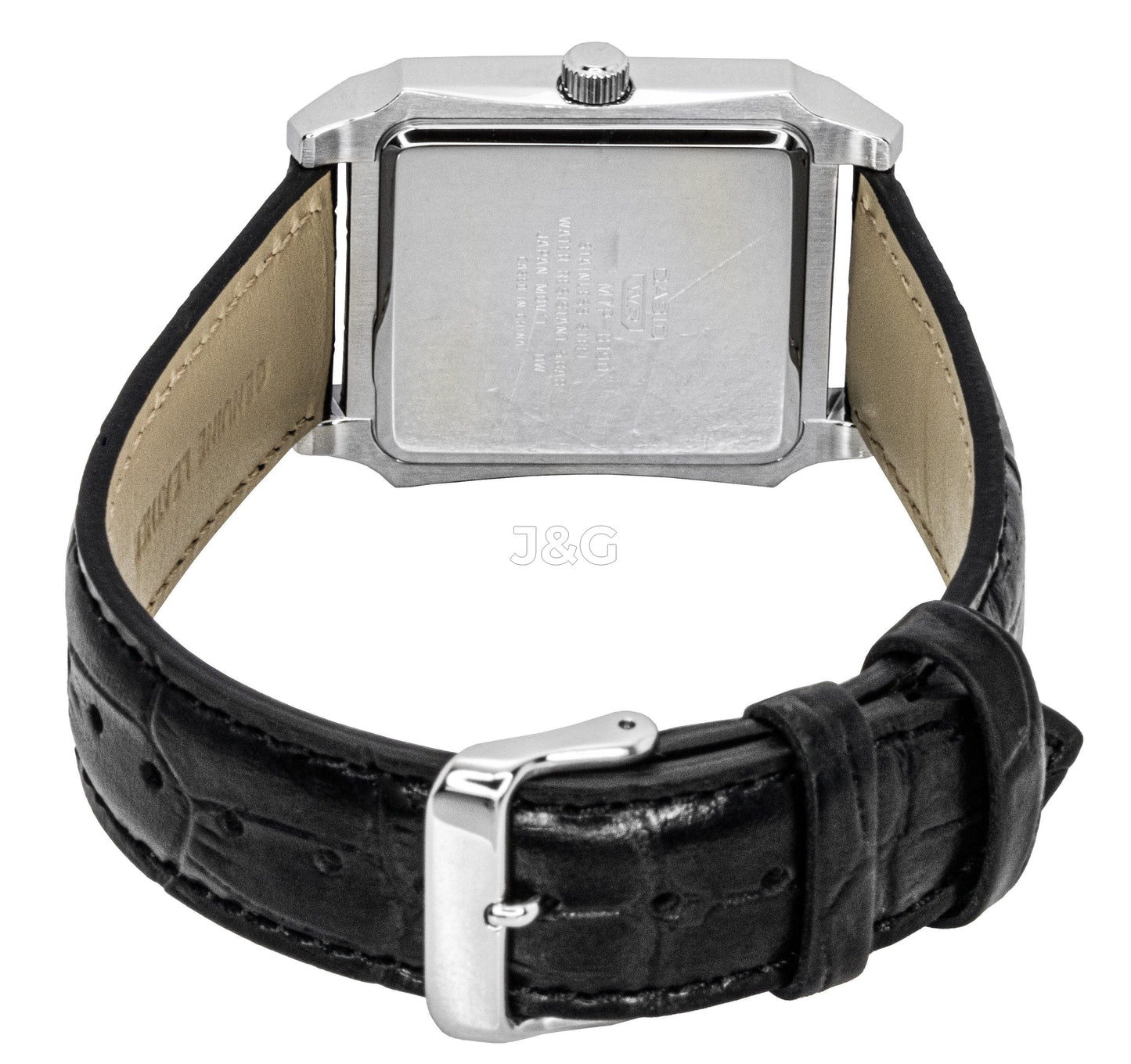 Casio Standard Quartz movement Blue Leather Male MTP-B190L-2BV. A brand-new Casio Standard watch featuring a Blue dial and a Leather strap. Side view. - view 3