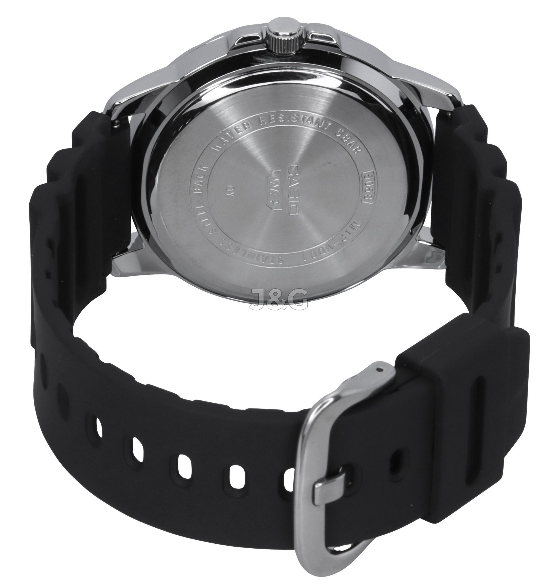 Casio Standard Quartz movement Blue Male MTP-VD01-2E. A brand-new Casio Standard watch featuring a Blue dial. Angled view. - view 4