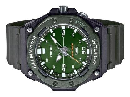 Casio Standard Quartz movement Green Male MW-620H-3AV. A brand-new Casio Standard watch featuring a Green dial. Angled view. - view 3
