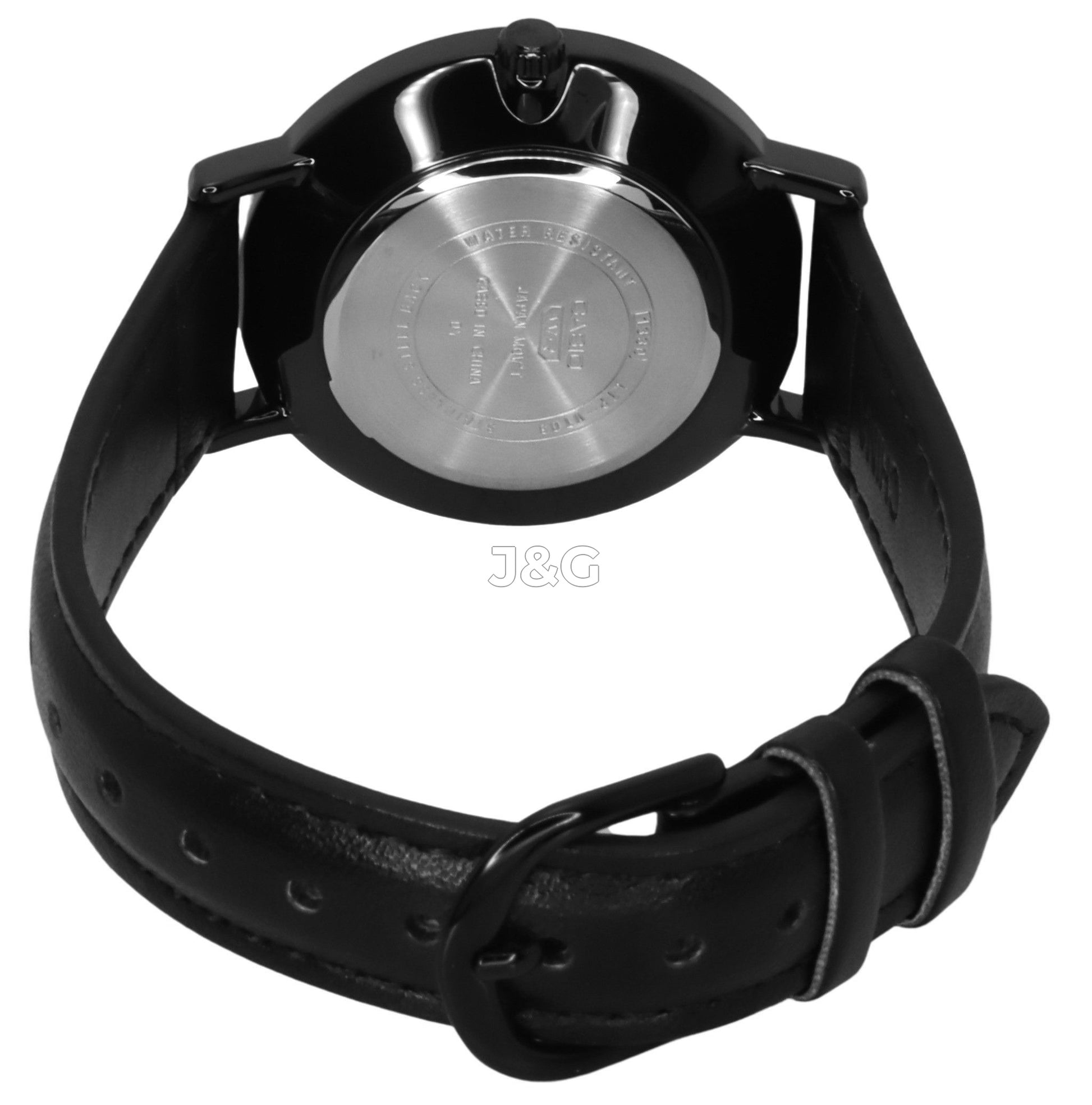 Casio Standard Quartz movement White Leather Female LTP-VT03BL-7B. A brand-new Casio Standard watch featuring a White dial and a Leather strap. Angled view. - view 3