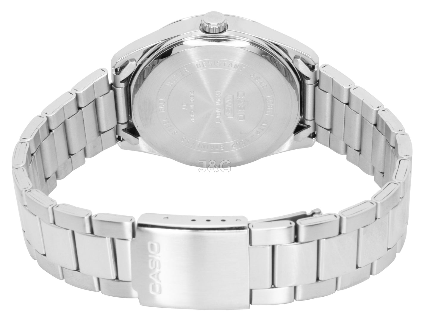 Casio Standard Quartz movement White Stainless steel Male MTP-1302DS-1AV. A brand-new Casio Standard watch featuring a White dial and a Stainless steel strap. Angled view. - view 4