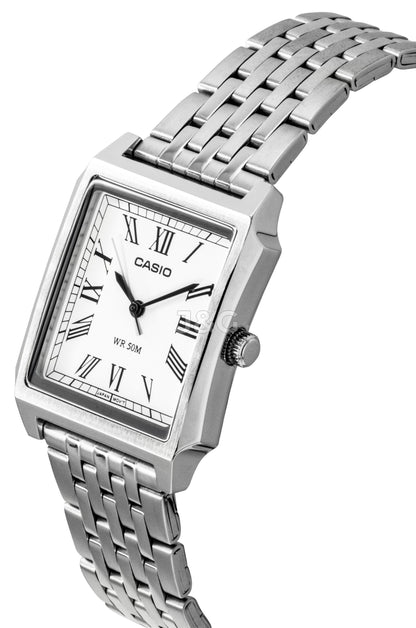 Casio Standard Quartz movement White Stainless steel Male MTP-B190D-7BV. A brand-new Casio Standard watch featuring a White dial and a Stainless steel strap. Side view. - view 2