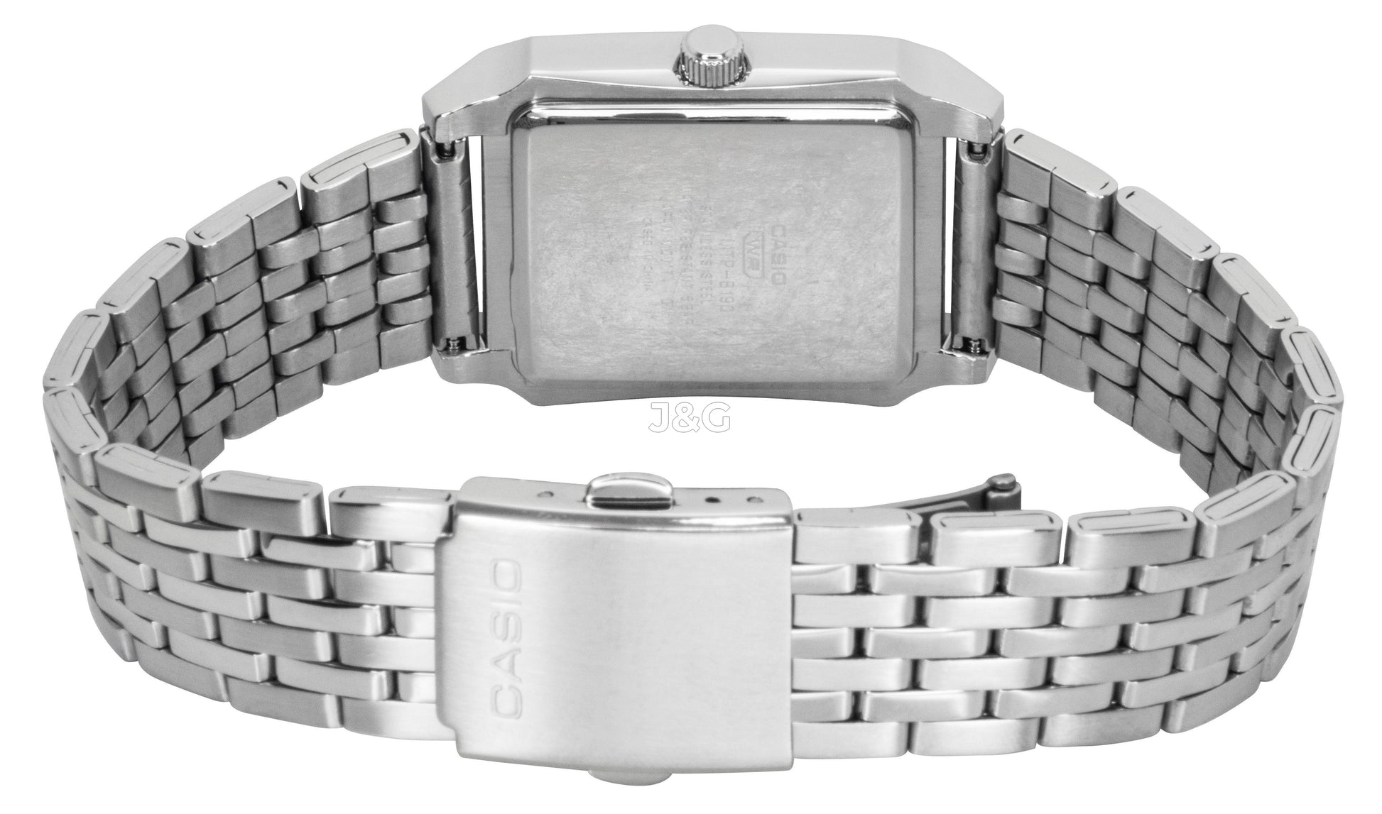 Casio Standard Quartz movement White Stainless steel Male MTP-B190D-7BV. A brand-new Casio Standard watch featuring a White dial and a Stainless steel strap. Side view. - view 3
