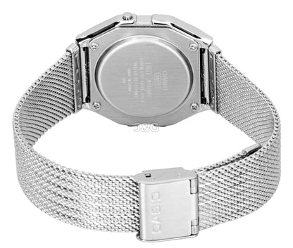 Casio Vintage Digital Stainless Steel Mesh Bracelet Quartz. A brand-new Casio Vintage watch featuring a N/A dial and a Stainless steel strap. Side view. - SEQ_4