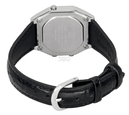 Casio Vintage Quartz movement Blue Leather Male LA680WEL-1. A brand-new Casio Vintage watch featuring a Blue dial and a Leather strap. Angled view. - view 4