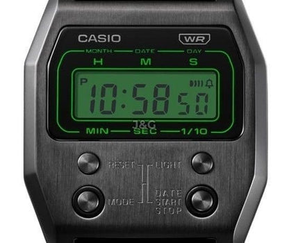 Casio Vintage Quartz movement White Stainless steel Male A1100B-1. A brand-new Casio Vintage watch featuring a White dial and a Stainless steel strap. Side view. - view 3