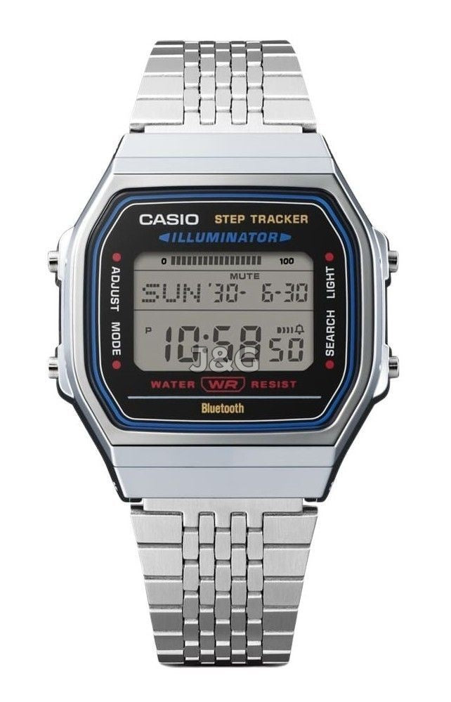 Casio Vintage Quartz movement White Stainless steel Male ABL-100WE-1A. A brand-new Casio Vintage watch featuring a White dial and a Stainless steel strap. Front view. - view 4