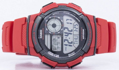 Casio Youth Alarm Black Male AE-1000W-4AV. A brand-new Casio Youth watch featuring a Black dial. Front view. - view 5