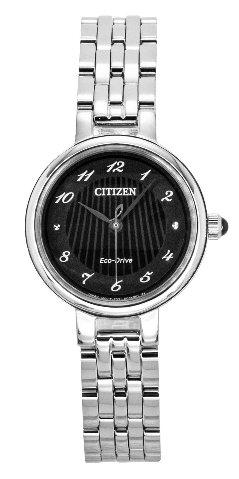 Citizen L Classic Stainless Steel Black Dial Eco-Drive Wo. A brand-new Citizen Eco-Drive watch featuring a Black dial and a Stainless steel strap. Side view.