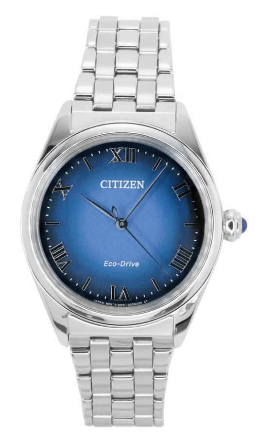 Citizen L Classic Stainless Steel Blue Dial Eco-Drive Wo. A brand-new Citizen Eco-Drive watch featuring a Blue dial and a Stainless steel strap. Angled view.