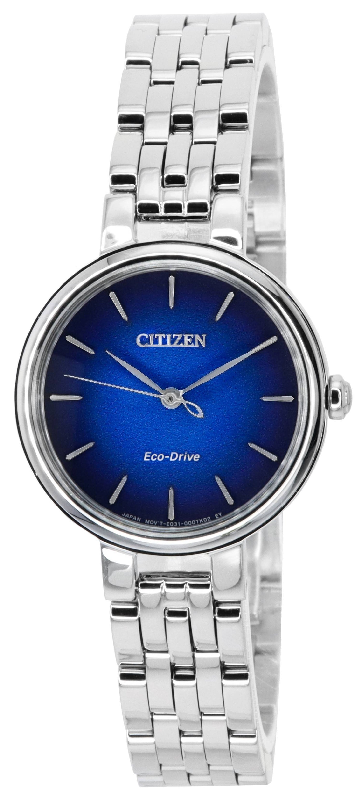 Citizen L Eco-Drive Stainless Steel Blue Dial Wo. A brand-new Citizen Eco-Drive watch featuring a Blue dial and a Stainless steel strap. Side view.