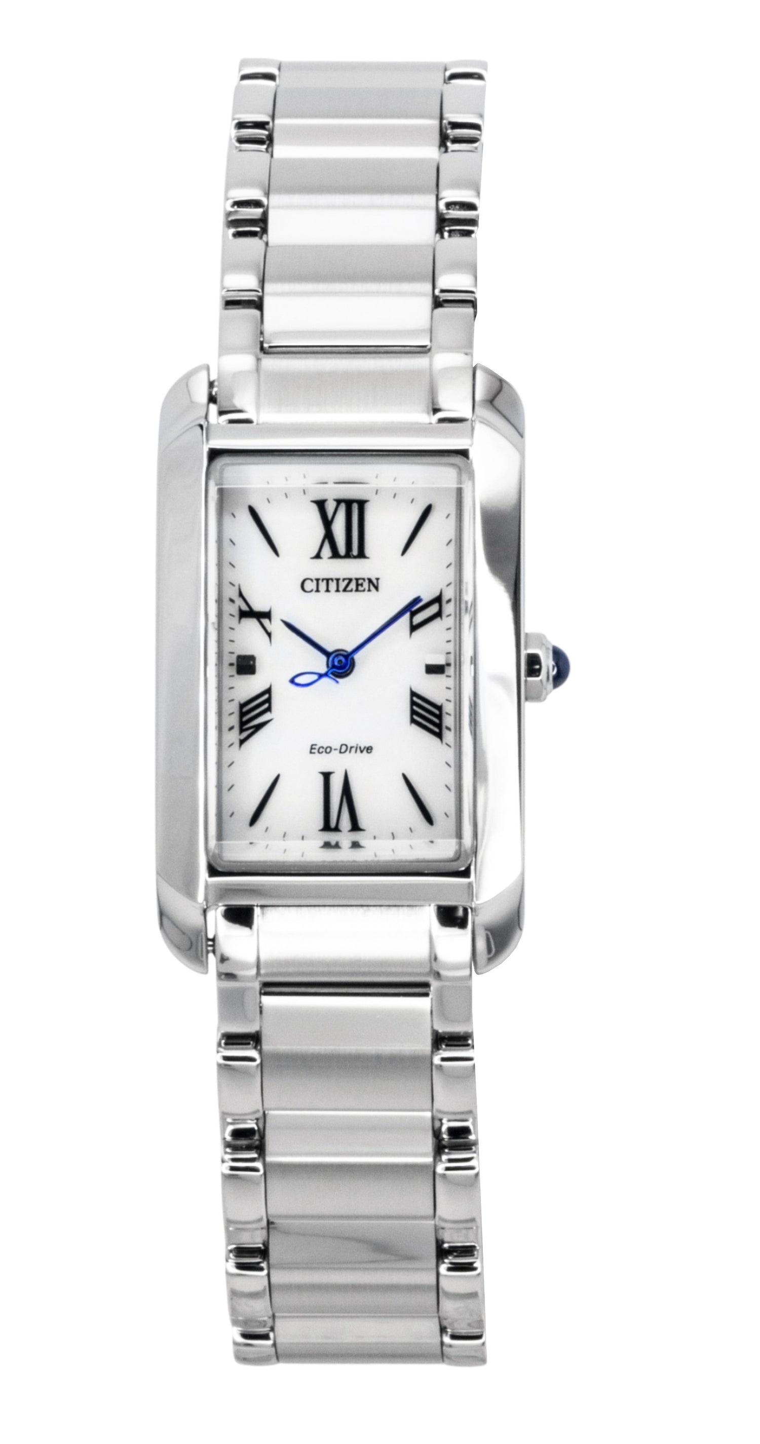 Citizen L Stainless Steel Silver Dial Eco-Drive Wo. A brand-new Citizen Eco-Drive watch featuring a Silver dial and a Stainless steel strap. Angled view.