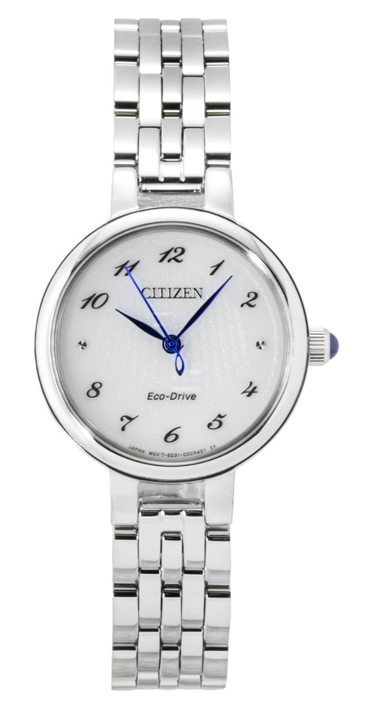 Citizen L Stainless Steel White Dial Eco-Drive Wo. A brand-new Citizen Eco-Drive watch featuring a White dial and a Stainless steel strap. Front view.