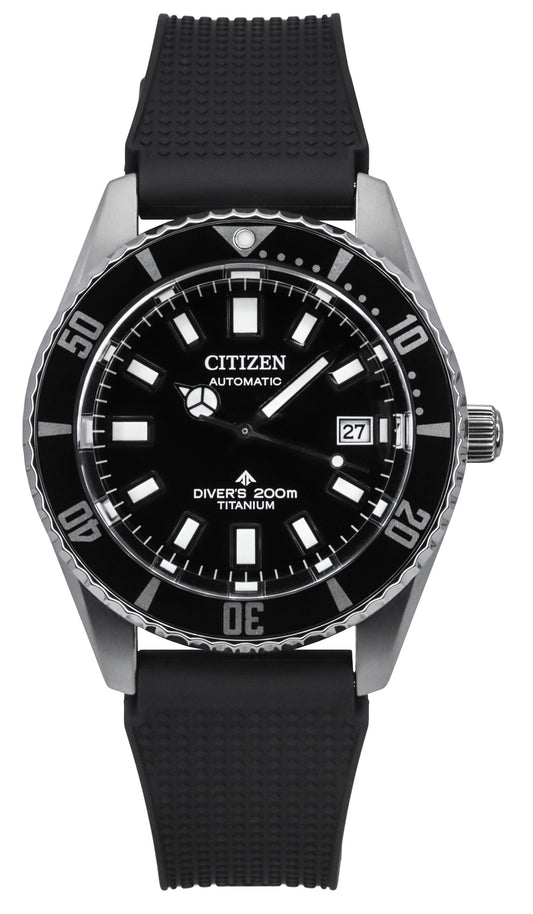 Citizen Promaster Fujitsubo Super Titanium Polyurethane. A brand-new Citizen Promaster watch featuring a Black dial and a Polyurethane (PU) strap. Side view.
