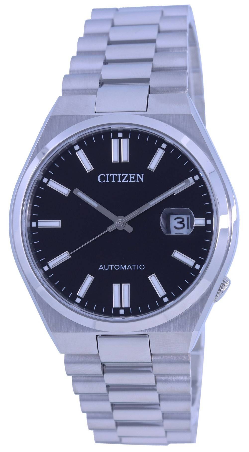 Citizen Tsuyosa Black Dial Stainless Steel Automatic. A brand-new Citizen Tsuyosa watch featuring a Black dial and a Stainless steel strap. Front view.
