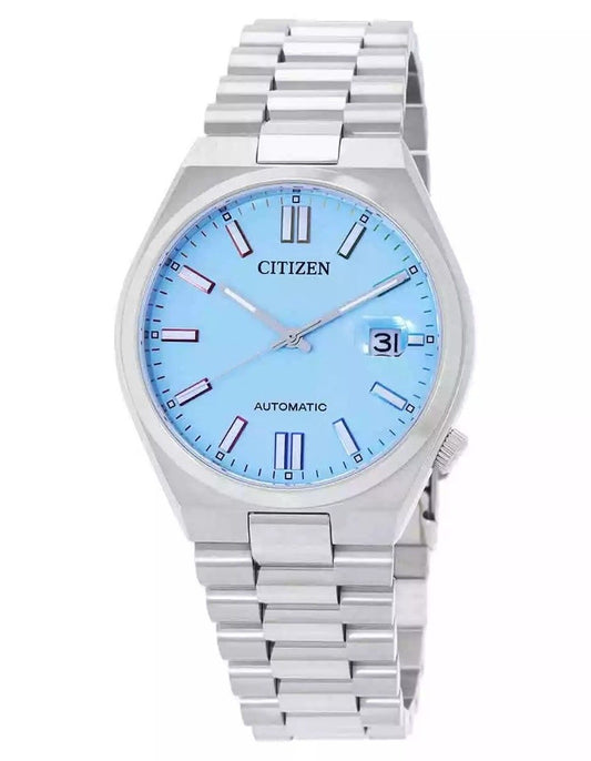 Citizen Tsuyosa Stainless Steel Blue Dial Automatic. A brand-new Citizen Tsuyosa watch featuring a Blue dial and a Stainless steel strap. Front view.