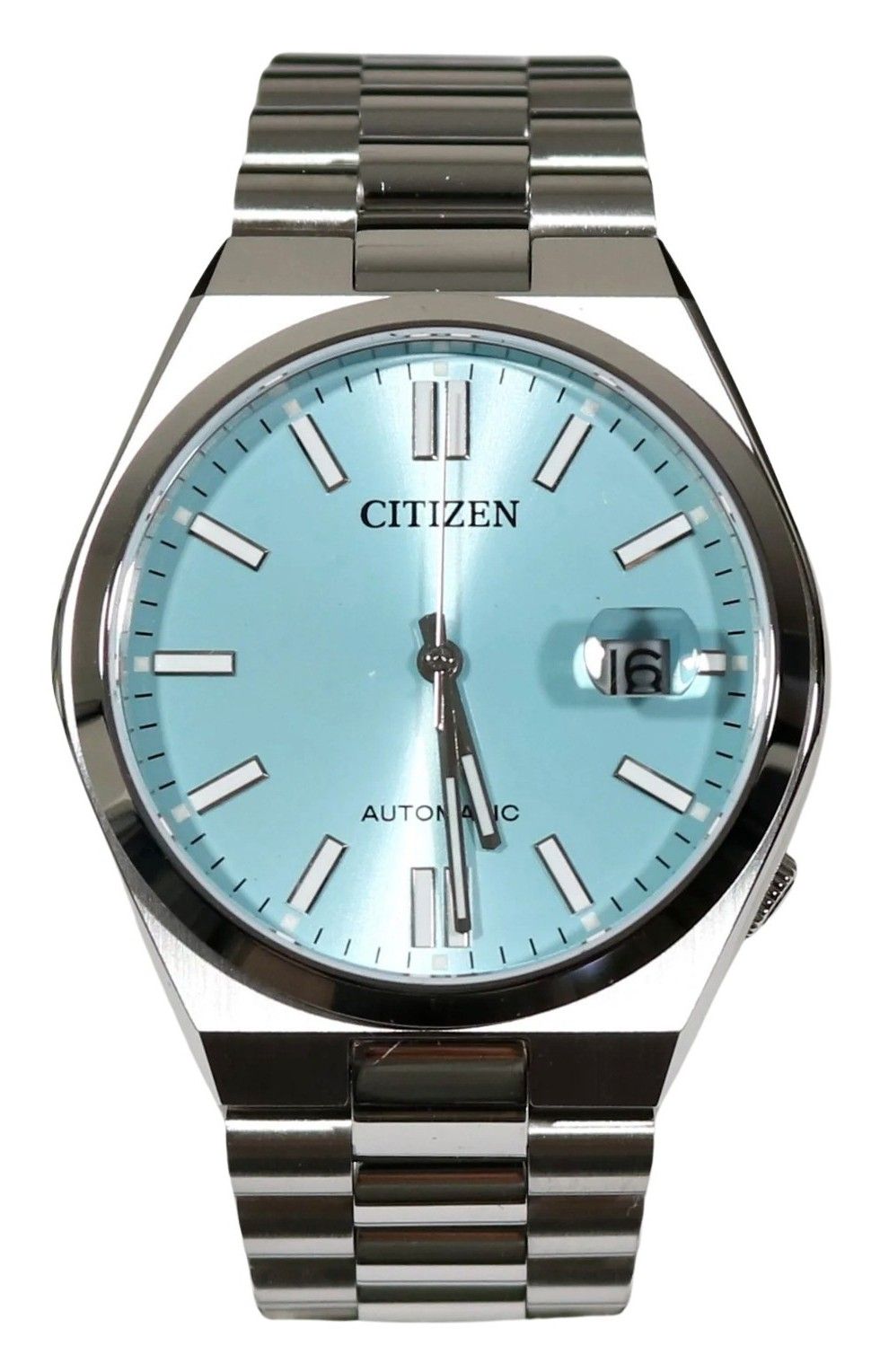 Citizen Tsuyosa Stainless Steel Ice Blue Dial Automatic. A brand-new Citizen Tsuyosa watch featuring a Blue dial and a Stainless steel strap. Front view.