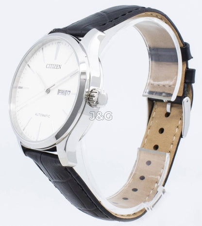 Citizen Automatic movement Blue Leather Male NH8350-08B. A brand-new Citizen watch featuring a Blue dial and a Leather strap. Side view. - view 2