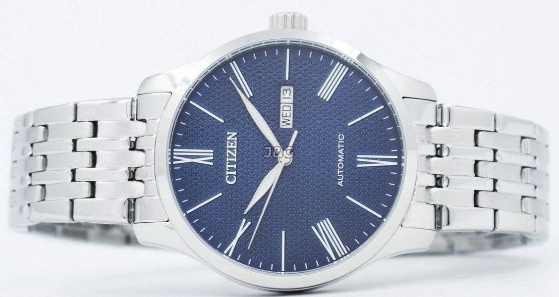 Citizen Automatic movement Blue Stainless steel Male NH8350-59L. A brand-new Citizen watch featuring a Blue dial and a Stainless steel strap. Angled view. - view 5