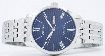 Citizen Automatic movement Blue Stainless steel Male NH8350-59L. A brand-new Citizen watch featuring a Blue dial and a Stainless steel strap. Angled view. - view 5