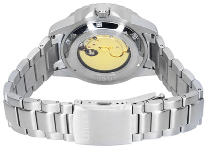 Citizen Automatic movement Blue Stainless steel Male NJ0178-81M. A brand-new Citizen watch featuring a Blue dial and a Stainless steel strap. Angled view. - view 4