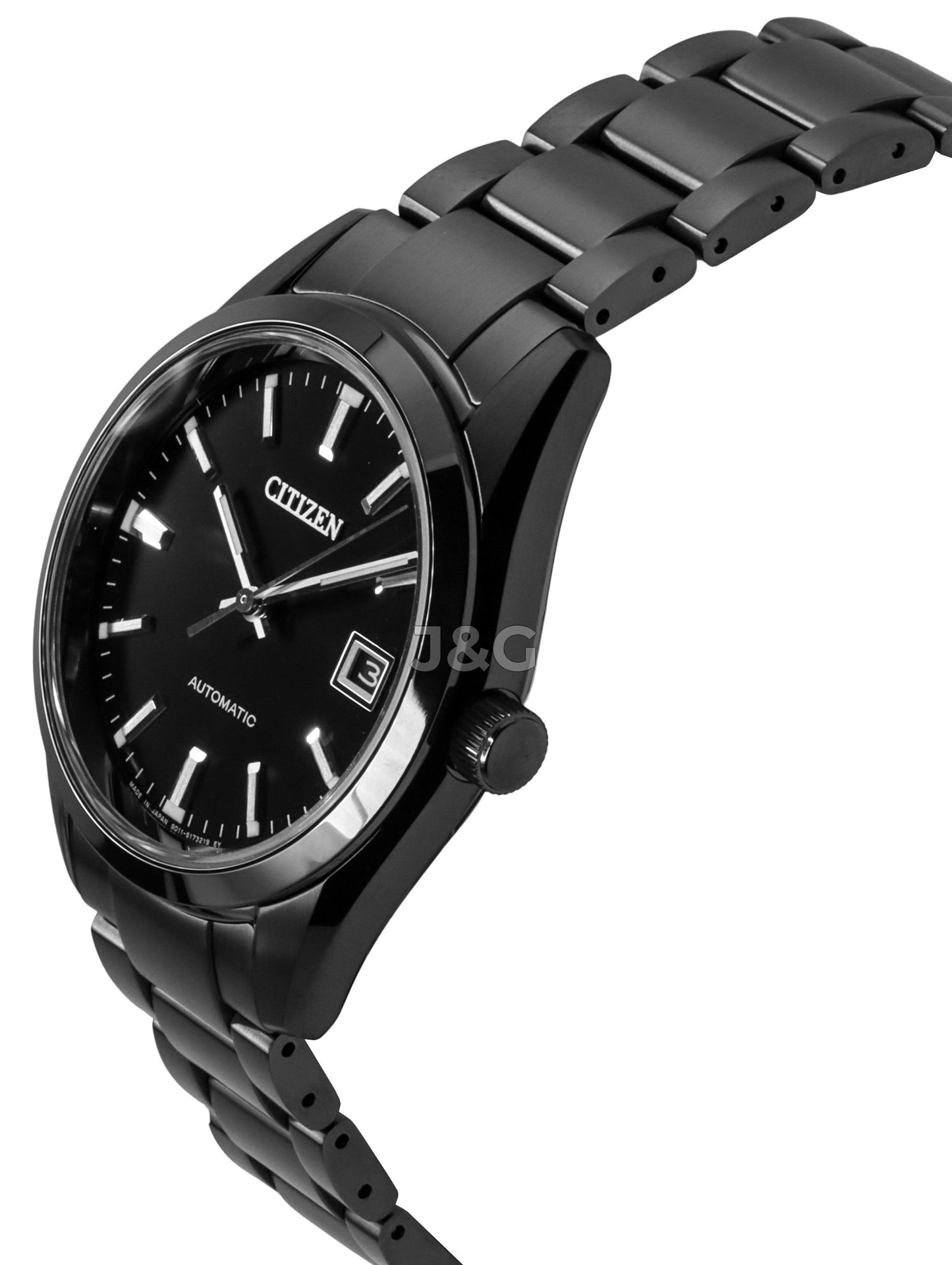 Citizen Collection Automatic movement Black Stainless steel Male NB1054-58E. A brand-new Citizen Collection watch featuring a Black dial and a Stainless steel strap. Side view. - view 3