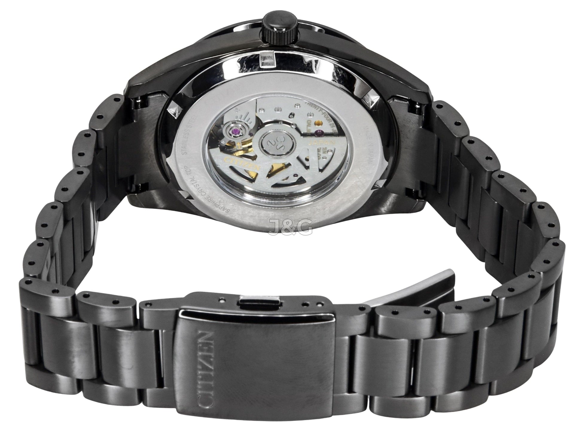 Citizen Collection Automatic movement Black Stainless steel Male NB1054-58E. A brand-new Citizen Collection watch featuring a Black dial and a Stainless steel strap. Side view. - view 4