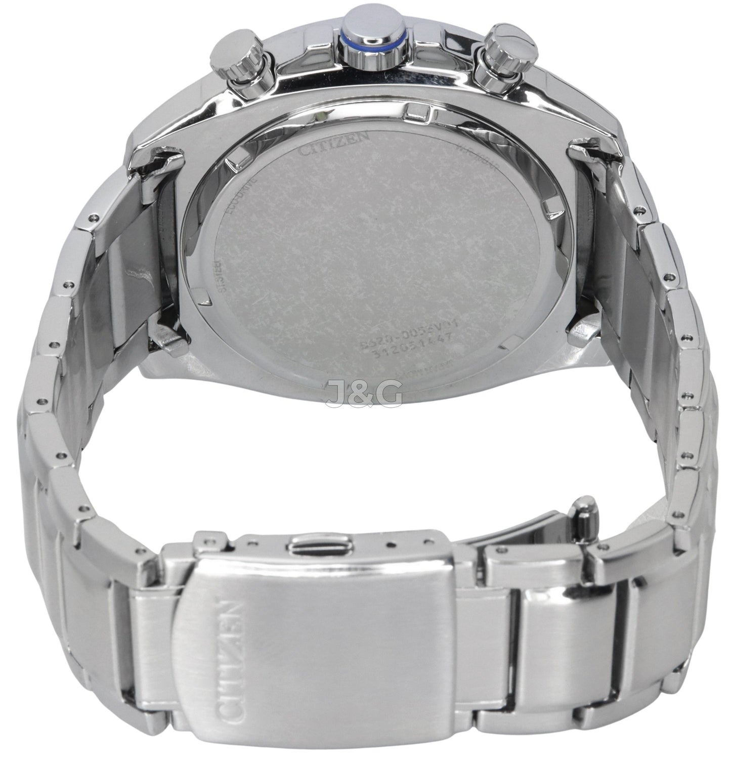 Citizen Eco-Drive Chronograph function Black Stainless steel Male CA4560-81E. A brand-new Citizen Eco-Drive watch featuring a Black dial and a Stainless steel strap. Angled view. - view 4