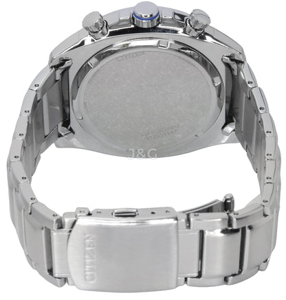 Citizen Eco-Drive Chronograph function Black Stainless steel Male CA4560-81E. A brand-new Citizen Eco-Drive watch featuring a Black dial and a Stainless steel strap. Angled view. - view 4