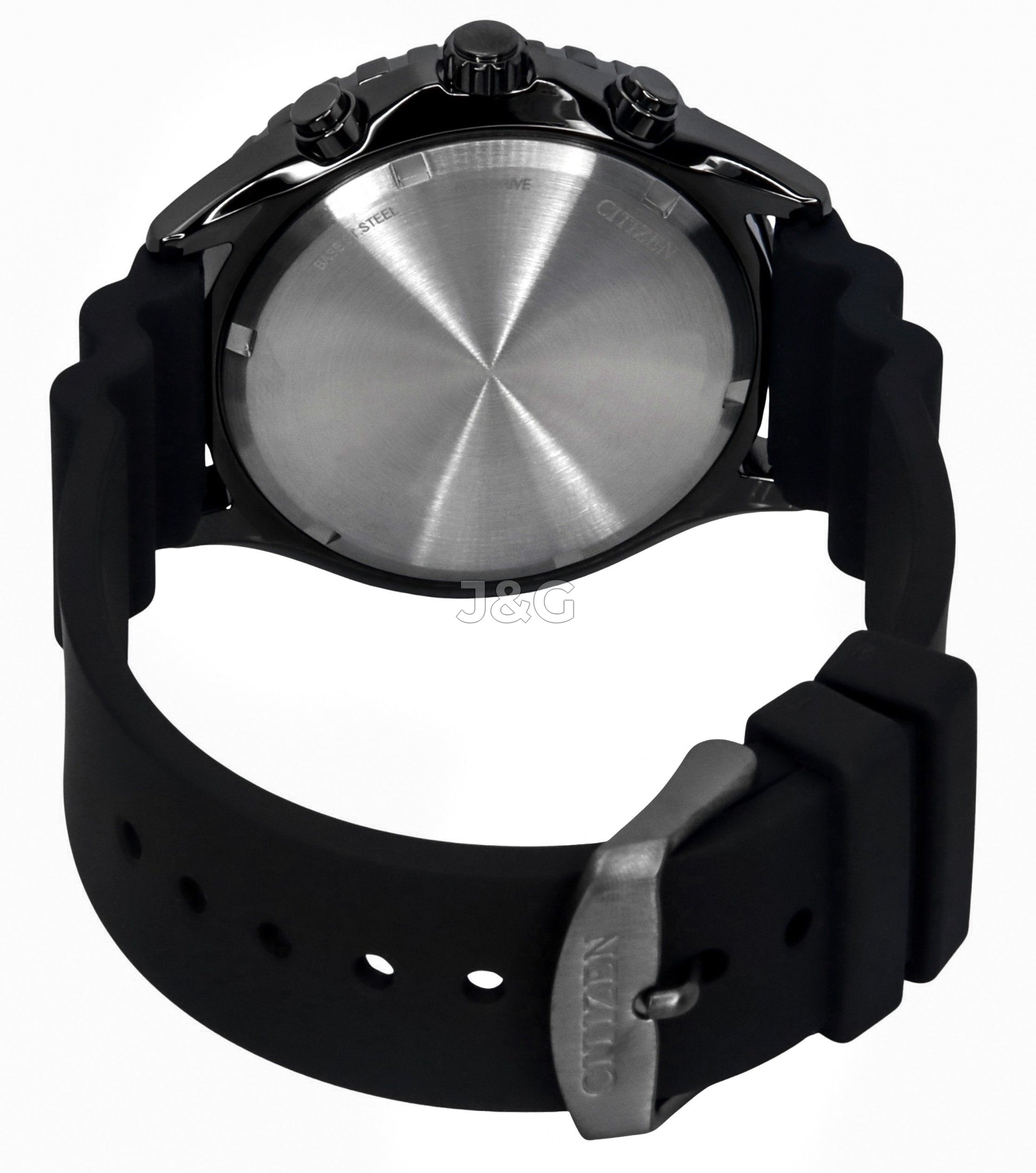 Citizen Eco-Drive Chronograph function Blue Polyurethane (PU) Male AT2567-18L. A brand-new Citizen Eco-Drive watch featuring a Blue dial and a Polyurethane (PU) strap. Front view. - view 4