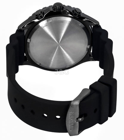 Citizen Eco-Drive Chronograph function Blue Polyurethane (PU) Male AT2567-18L. A brand-new Citizen Eco-Drive watch featuring a Blue dial and a Polyurethane (PU) strap. Front view. - view 4