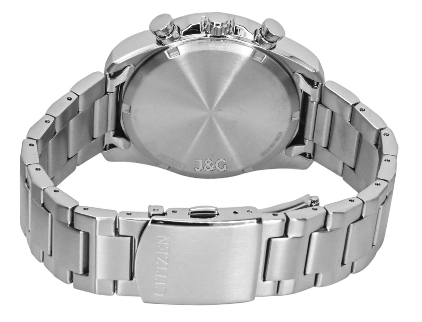 Citizen Eco-Drive Chronograph function Green Stainless steel Male CA4640-50X. A brand-new Citizen Eco-Drive watch featuring a Green dial and a Stainless steel strap. Angled view. - view 4