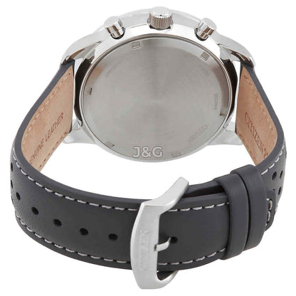 Citizen Eco-Drive Chronograph function Grey Leather Male CA4500-24H. A brand-new Citizen Eco-Drive watch featuring a Grey dial and a Leather strap. Side view. - view 3