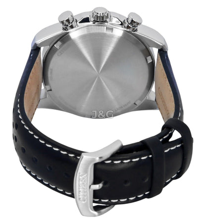 Citizen Eco-Drive Chronograph function White Leather Male CA4640-09A. A brand-new Citizen Eco-Drive watch featuring a White dial and a Leather strap. Front view. - view 4