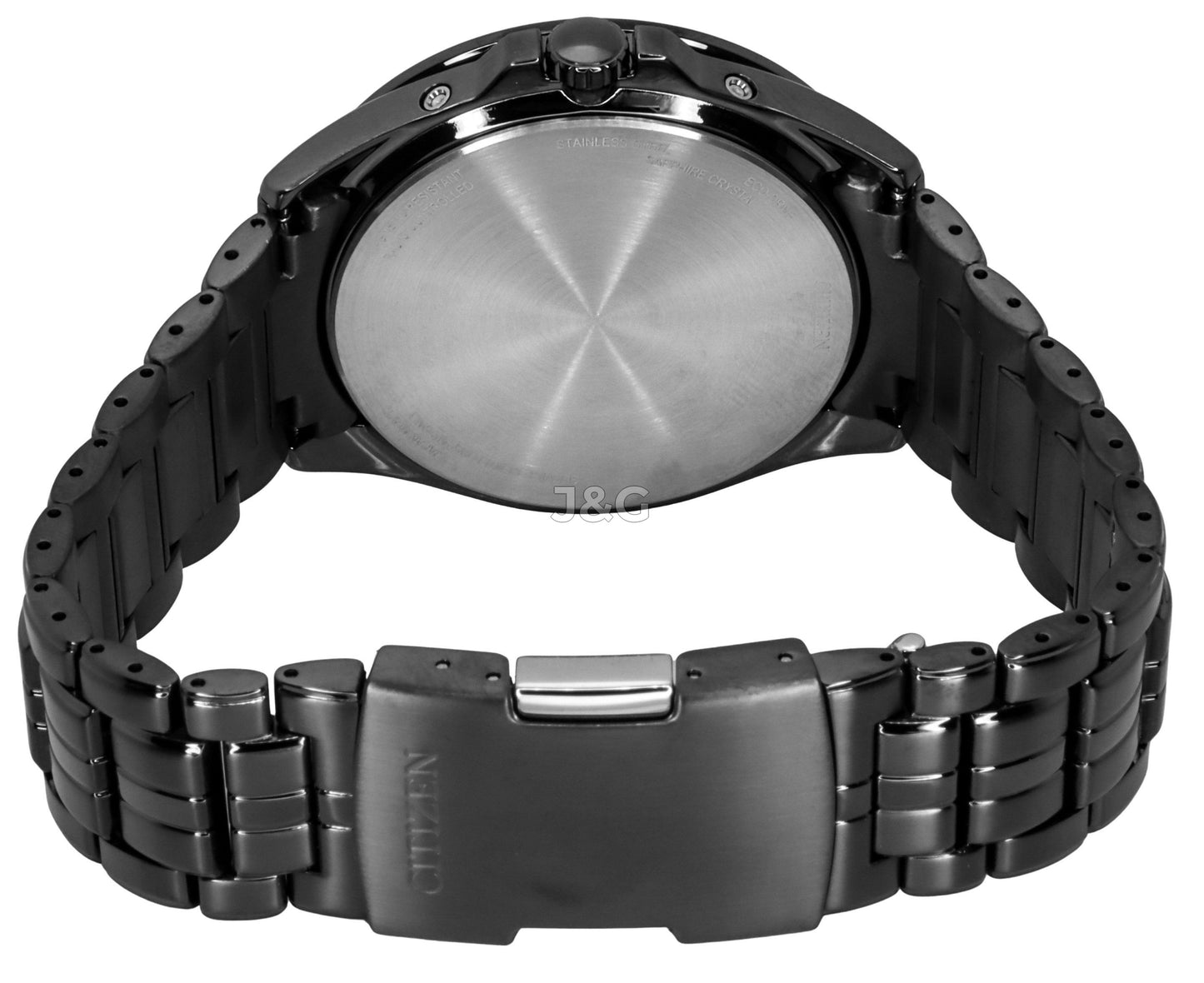 Citizen Eco-Drive Date display Black Stainless steel Male CB0294-54E. A brand-new Citizen Eco-Drive watch featuring a Black dial and a Stainless steel strap. Front view. - view 4