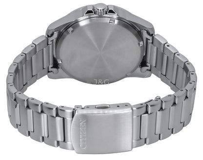 Citizen Eco-Drive Date display Green Stainless steel Male AW1811-82X. A brand-new Citizen Eco-Drive watch featuring a Green dial and a Stainless steel strap. Angled view. - view 4