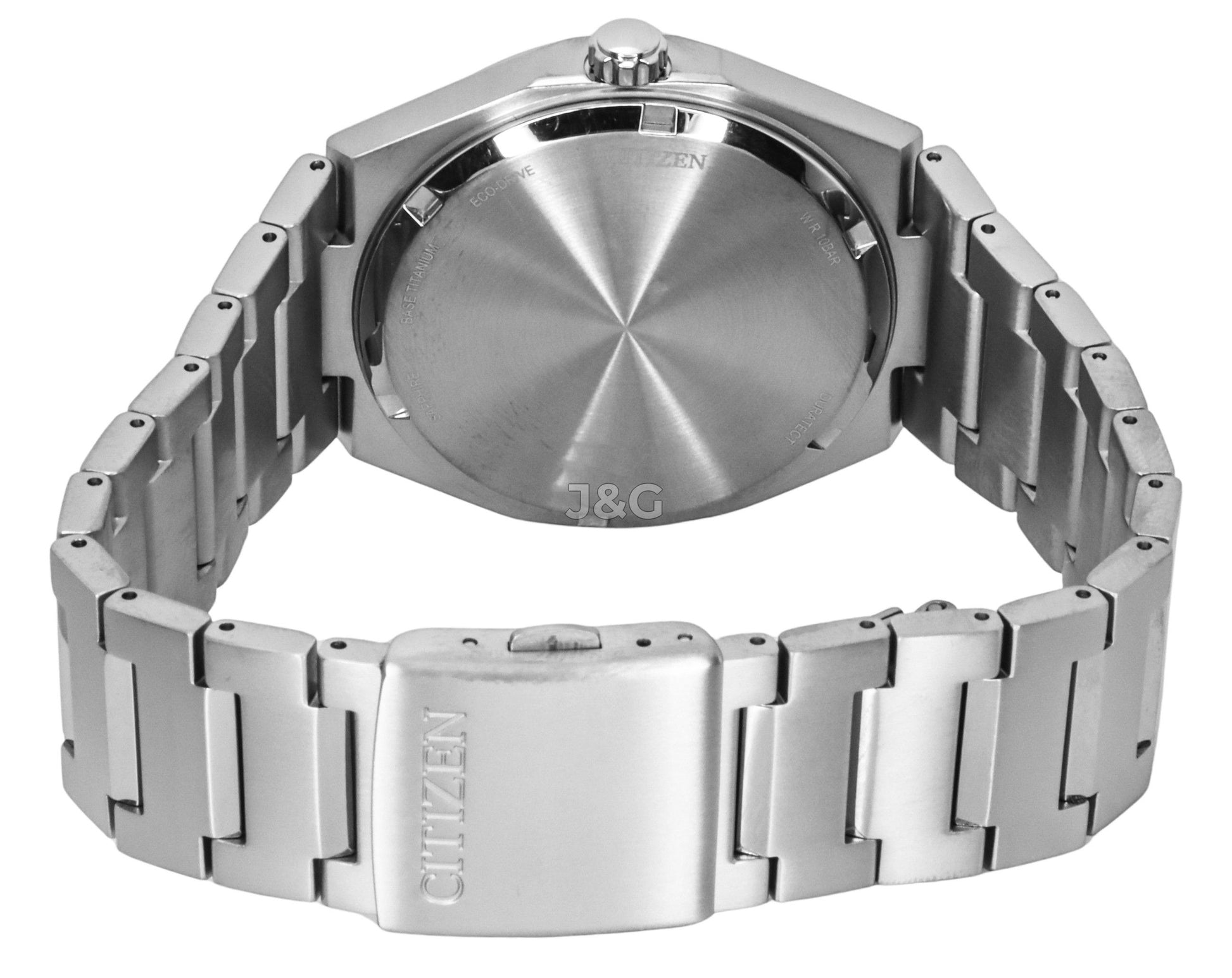 Citizen Eco-Drive Date display Green Titanium Male AW0130-85X. A brand-new Citizen Eco-Drive watch featuring a Green dial and a Titanium strap. Angled view. - view 4